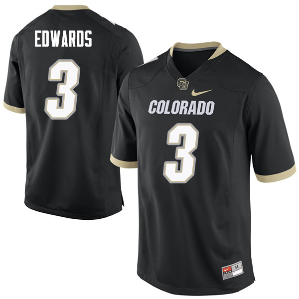 Men #3 Javier Edwards Colorado Buffaloes College Football Jerseys Sale-Black